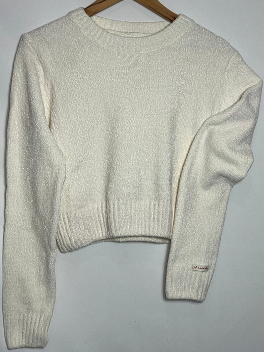 Buzo de Chenille con Faja Elastizada Color Blanco
