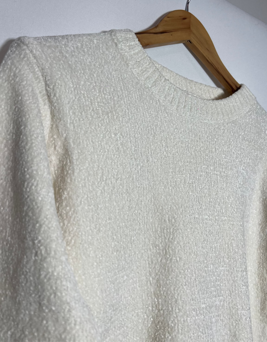 Buzo de Chenille con Faja Elastizada Color Blanco