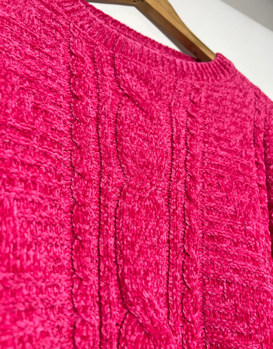 Buzo Sweater Chenille Color Fucsia