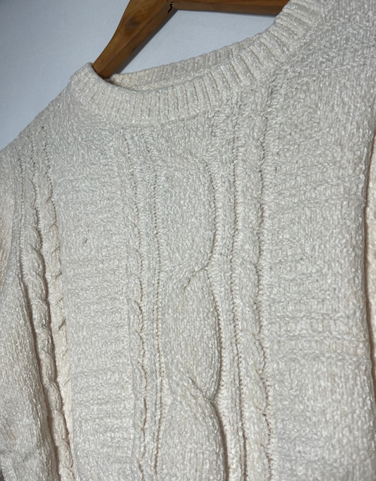Buzo Sweater Chenille Color Blanco