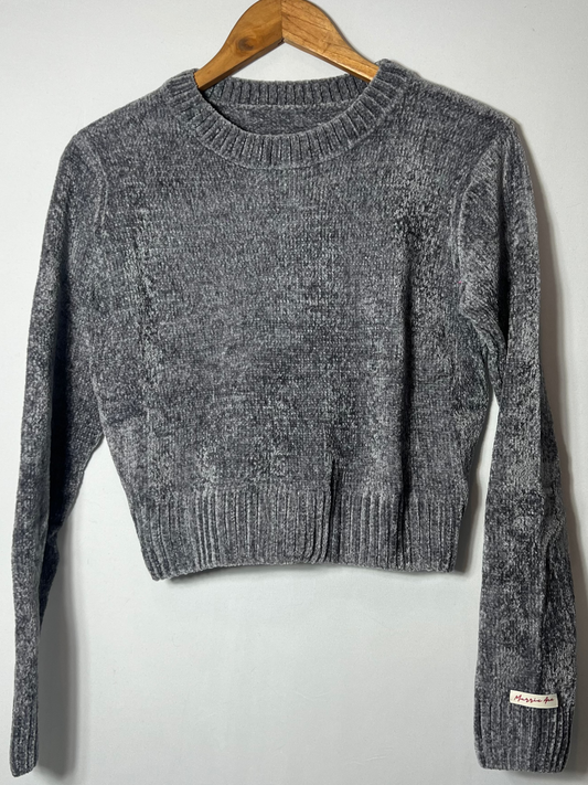 Buzo de Chenille Liso con Faja Elastizada Color Gris